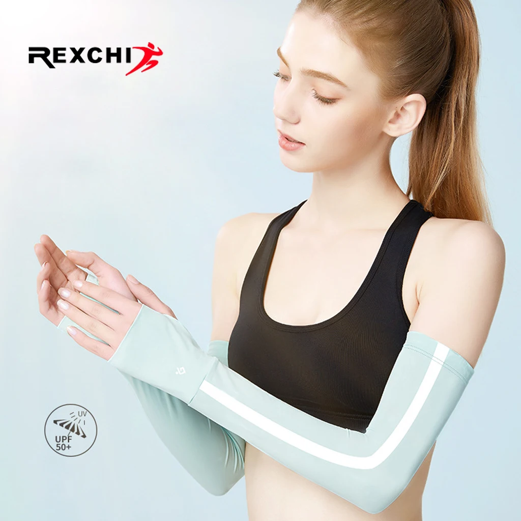 

REXCHI Ice Fabric Women Sleeves for Cycling UV Sun Protection Cover Arm Warmers Running Driving Basketball Sports Sleeve