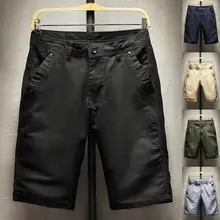 Новинка, мужские шорты, пляжные шорты с карманами, повседневные однотонные, Классический прямой крой, брюки, джинсы, свободные шорты с несколькими карманами