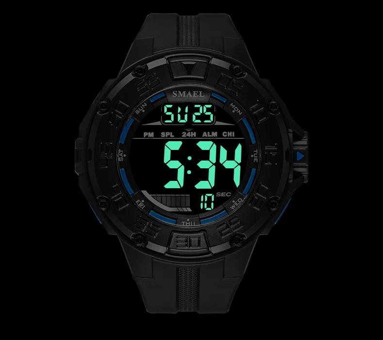 SMAEL мужские спортивные часы с цифровым календарем, Кварцевые водонепроницаемые противоударные электронные наручные часы reloj hombre, военные часы