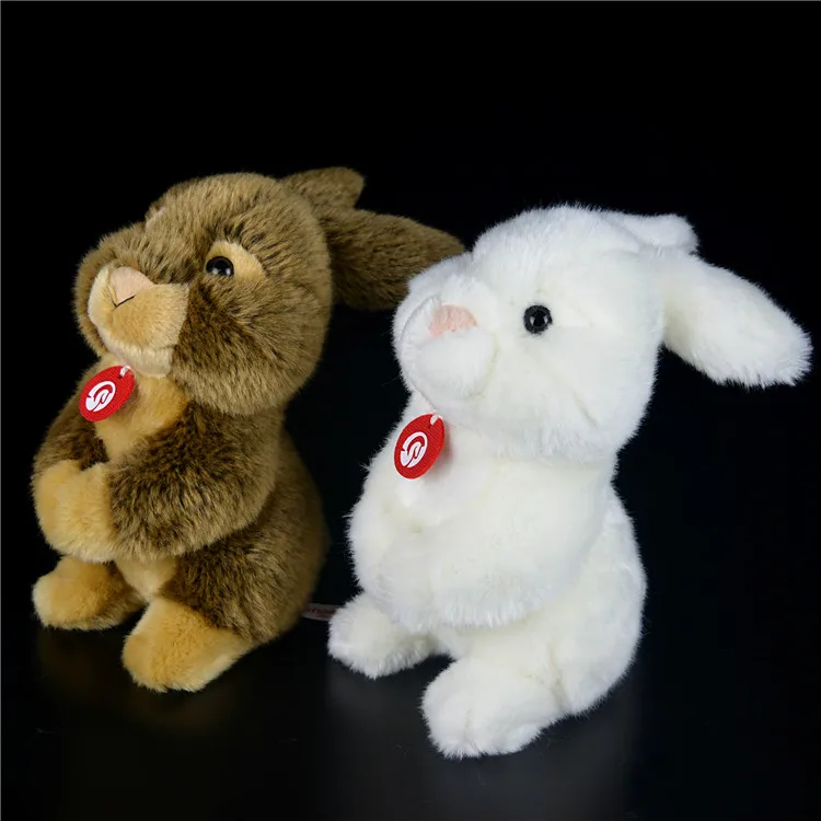 Lovely White Brown Color Plush Rabbits Dolls Realistic Rabbits Children