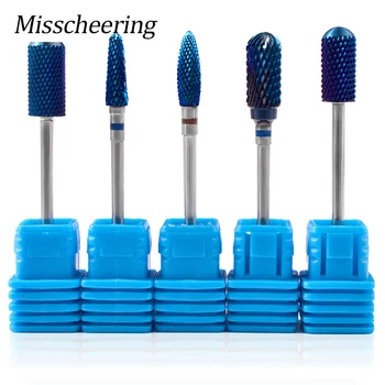 

5 Type Blue Tungsten Carbide Burrs Nano Coating Nail Drill Bit Metal Bits for Manicure Electric Nail Drill Accessories