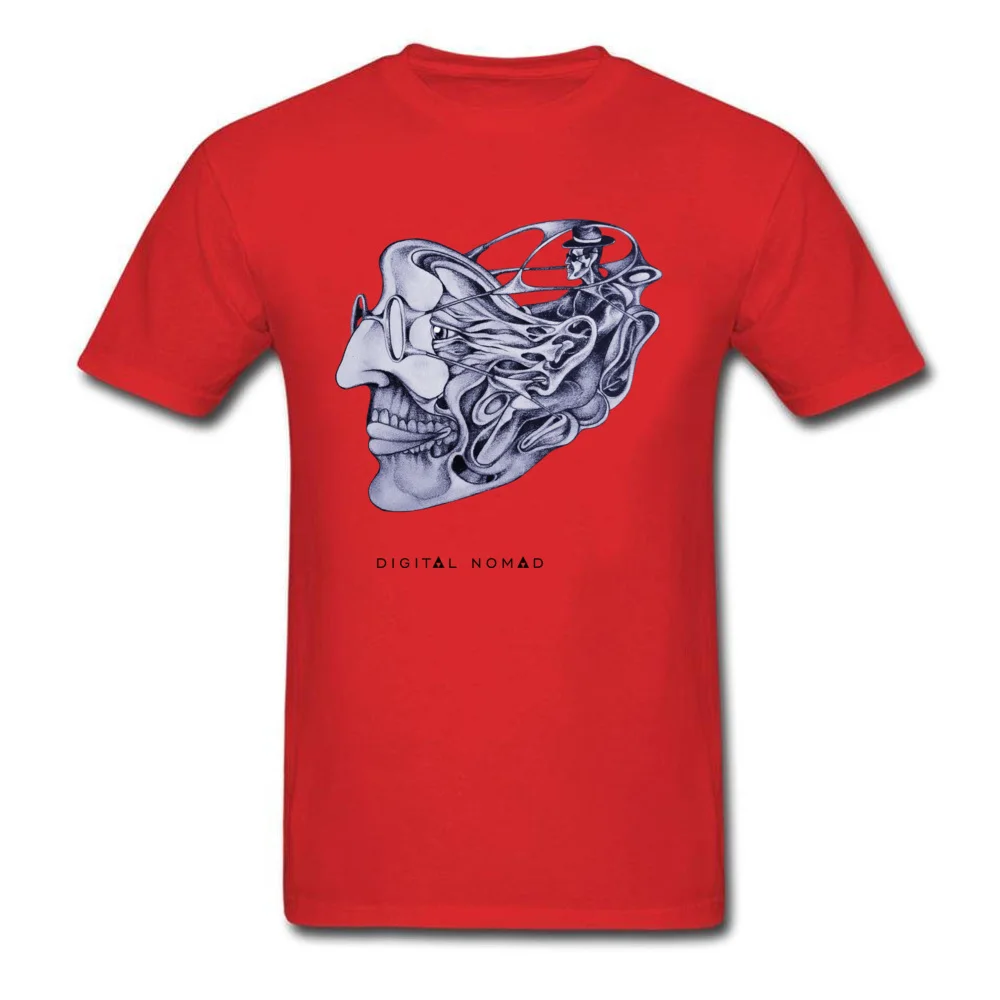 Brand DigitalnomadCoder Summer T-shirts O-Neck 100% Cotton Men Tops Tees Short Sleeve NEW YEAR DAY Summer Tee Shirt DigitalnomadCoder red