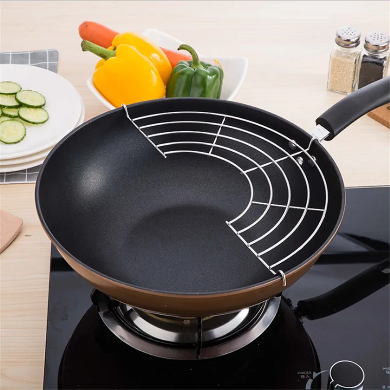 

FEIGO 1Pcs Kitchen Semi-Circular Stainless Steel Drain Oil filter Frying Rack Steaming Rack Strong Durable Small Tools F1275
