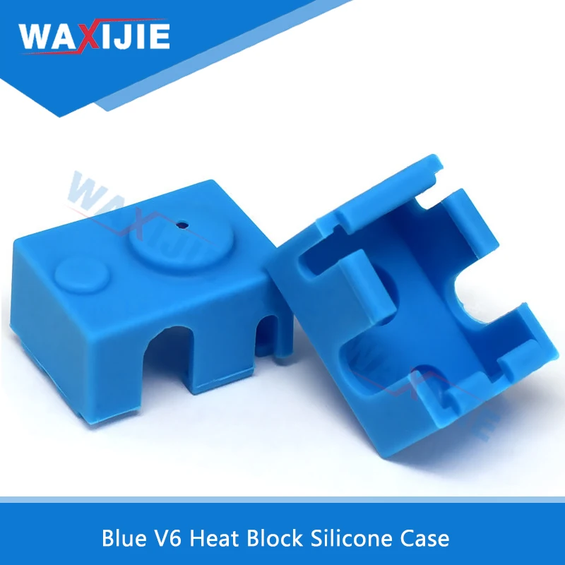 

5PCS Blue V6 PT100 Aluminum Block Silicone Case Heat Block Heat-resistant Silica gel Adiabatic Silicone Cover 3D Printer Parts