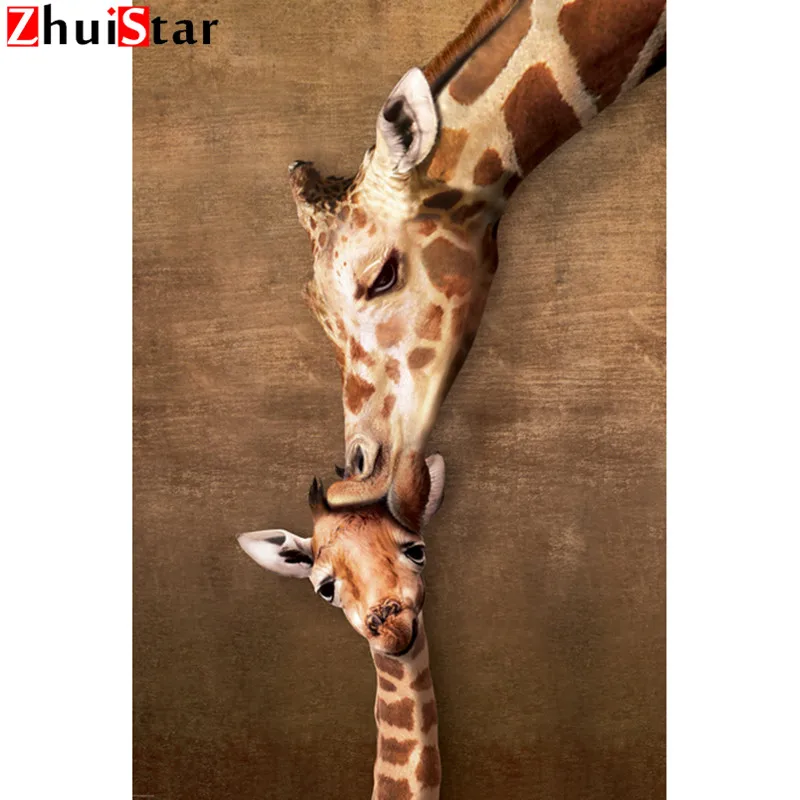 

Zhui Star 5D DIY full Square drill Diamond painting Giraffe kiss Cross stitch Diamond embroidery Mosaic decor LWR
