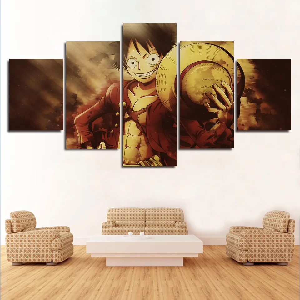 5Piece Canvas Art Anime Poster One Piece Painting Home Decor Wall Art