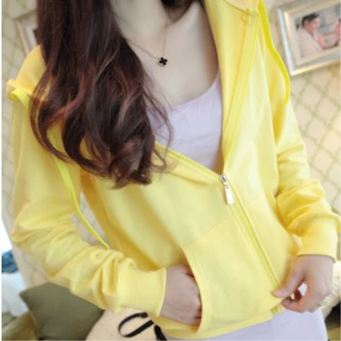

Solid Pockets Thin Woman Jacket Women's Long Sleeve Coats Hooded Casual Female Girl Coat Spring Autumn