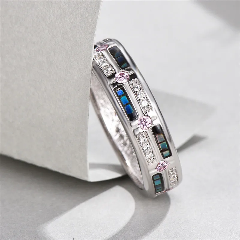 Милое женское кольцо с розовым камнем, высокое качество, настоящее 925 пробы, серебряные обручальные кольца, кольца для помолвки для женщин
