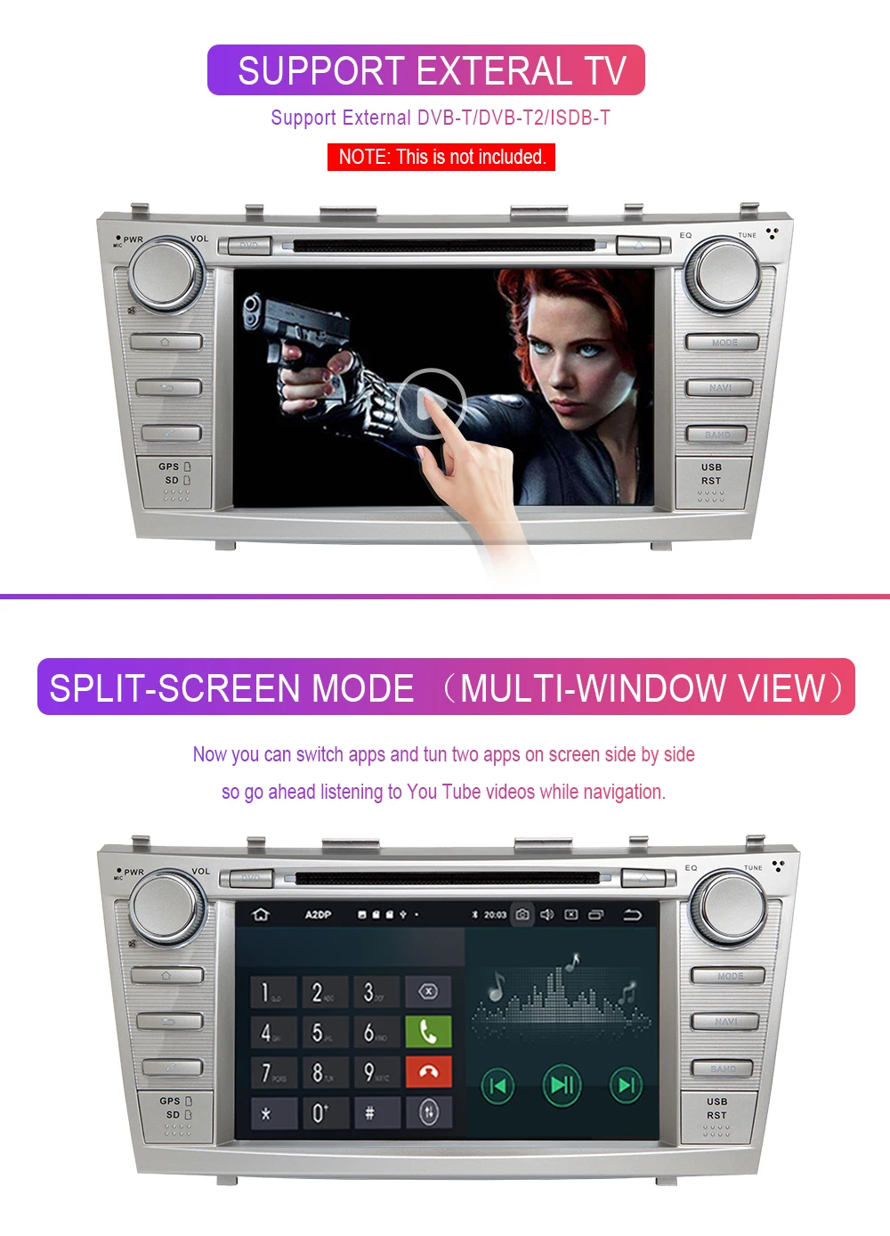 Sale AutoRadio 2 Din Android 9.0 Car DVD Player For Toyota Camry 2007 2008 2009 2010 2011 Aurion 2006 GPS Navigation Head Unit Stereo 16