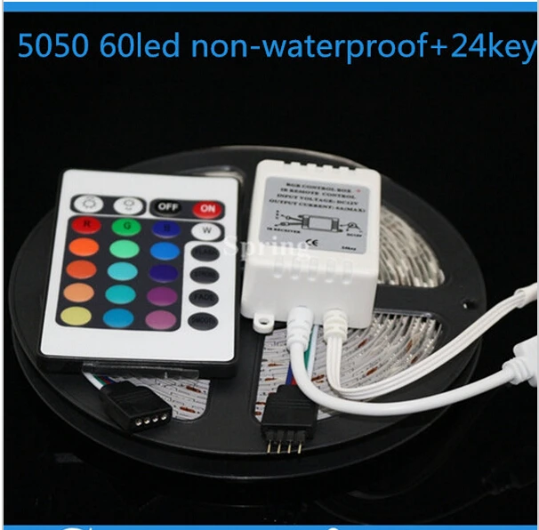 

RGB LED Strip 5050 Flexible Light 60 LED/M 300LED 5M SMD 5050 + 24key IR Remote Controller free Shipping