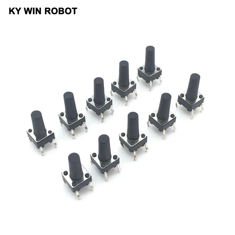 

50pcs/lot 6*6*12 mm Interruptor 4 PIN Tactile Tact switch 12V Push Button Micro Switch DIP Direct Plug-in Self-Reset Top