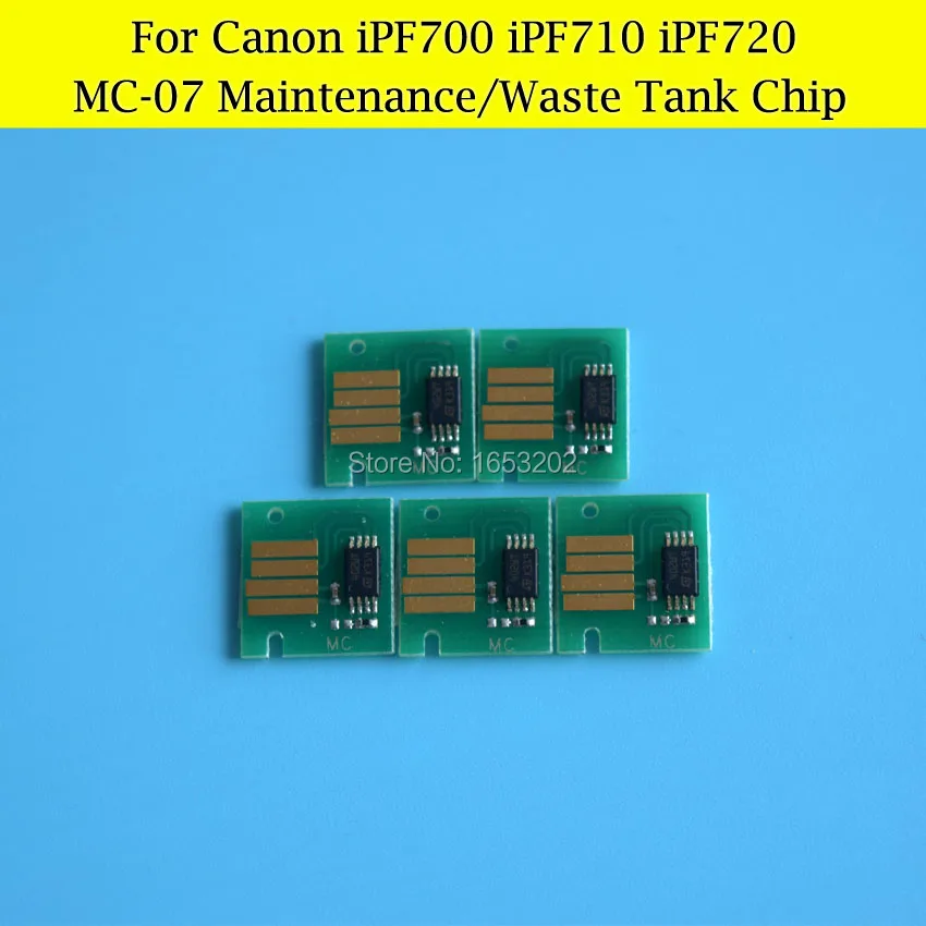 

5 шт./лот строительные чипы для Canon iPF710 iPF720 iPF700, чипы для резервуара для технического обслуживания/чипы для резервуара для отработанных чернил