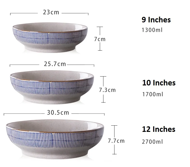 Японский Стиль 9/10/12 дюймов Керамика миска лапши чаша Раков вареные круглый аквариум отель посуда синий и белый посуда