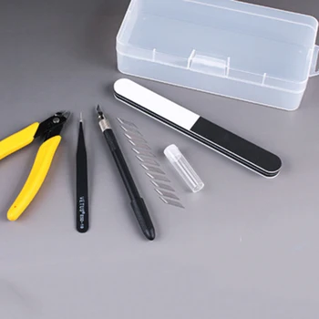 

assembly model tools set for assemble and polish pliers tweezers Utility knife with storage box for action figure model assembly