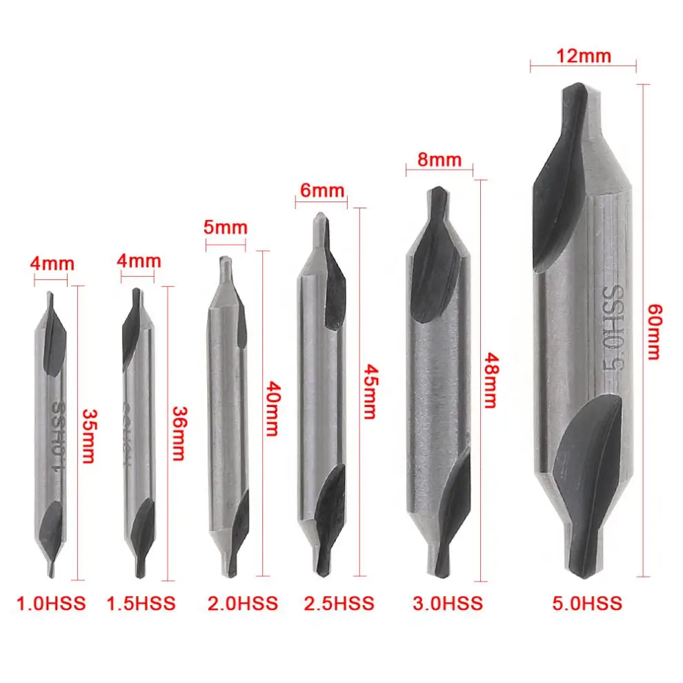 6 шт./лот метрический комбинированный центровочное сверло с 60 градусов угол слот и 1/1,5/2/2,5/3/5 мм бит для сверления дерева