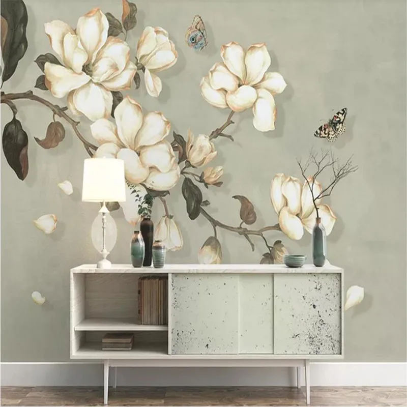 

Custom wallpaper mural European oil painting jasmine interior wall