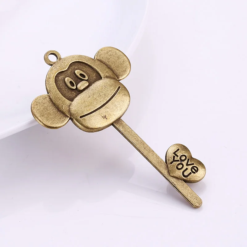Big Monkey Key Charms Vintage Brass Key Shape Charms for Jewelry Making