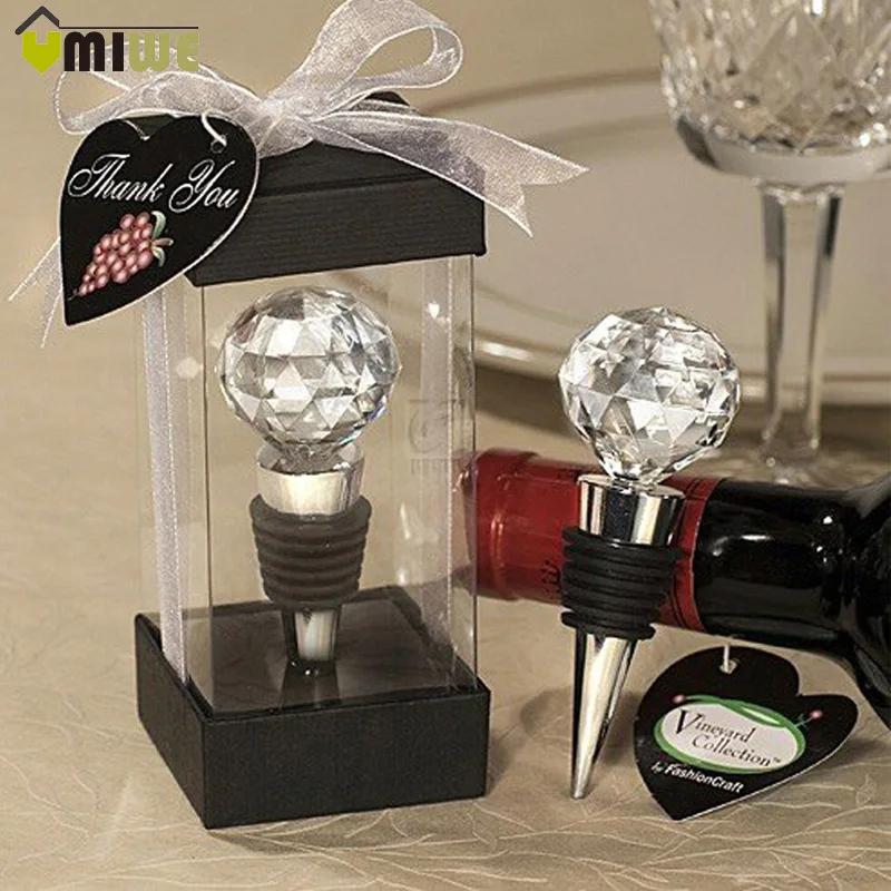 

Wedding Decor Wine Champagne Stopper Elegant Crystal Red Wine Bottle Stopper Reusable Vacuum Sealed Wedding Party Favor Gift