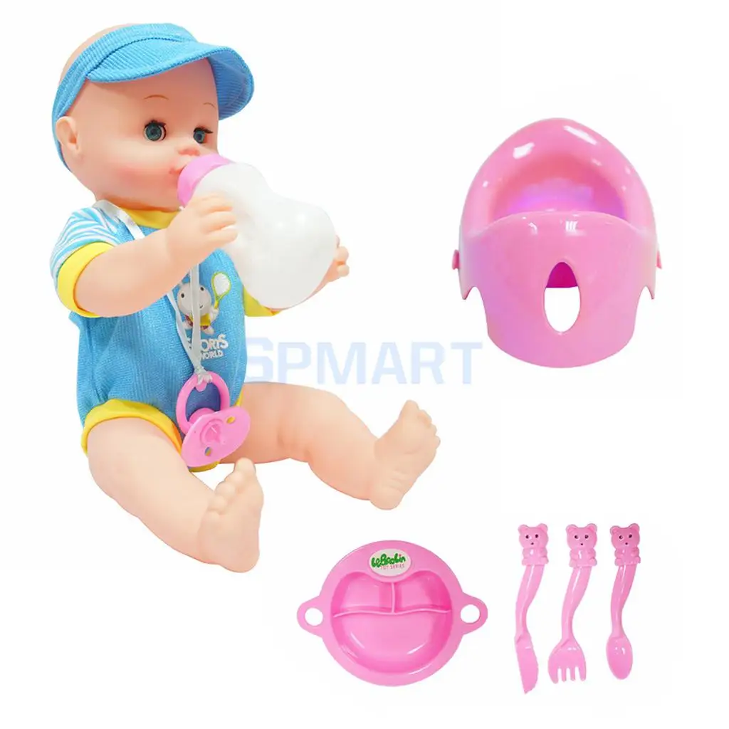 

Realistic Silicone Baby Doll Vinyl Lifelike Drink Potty Baby Boy in Blue