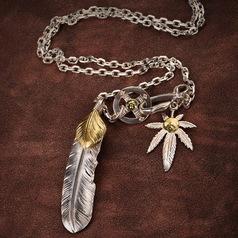 Takahashi goros, ювелирное изделие, 925 пробы, серебряное ожерелье с подвеской, перо, шарм, винтажная тайская Серебряная цепочка с орлом для мужчин и женщин