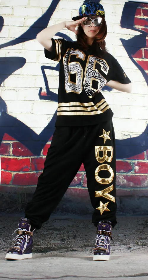 

spring summer Kids set Black Cotton Unisex Costumes BOY Stars Hip Hop dance Pants & 66 Stars Striped t-shirts kids suits twinset