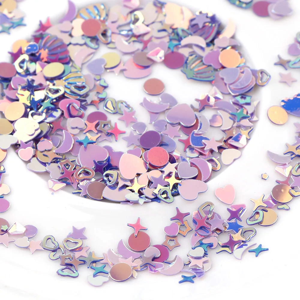 

10g (1000pcs) Star Heart Plum Laser Sequins Nail Art,Brilliant Glitter PVC Loose Nail Sequin,Wedding Decoration Craft Confetti