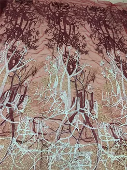 

5yard/lot classic embroidered tulle Fabric Fashionable design Embroidered lace fabric for evening dress YG-4505