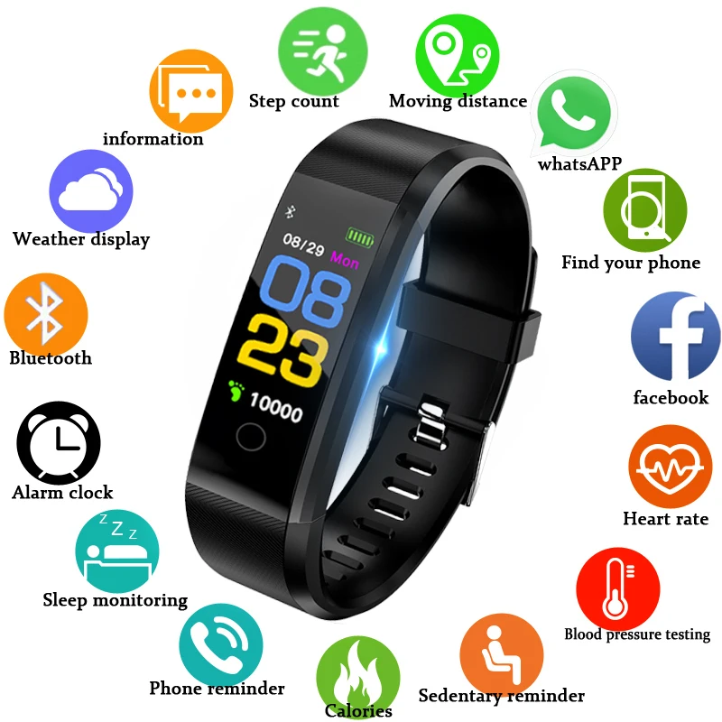 

BANGWEI Smart Bracelet Wristwatch Heart Rate Monitor Blood Pressure Fitness Tracker Smart band Sport Watch for ios android +BOX