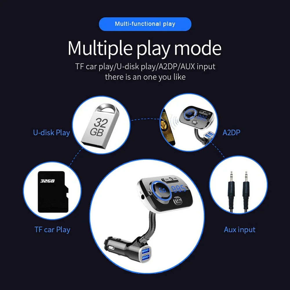 Fm-передатчик Автомобильный Bluetooth MP3-плеер двойной USB быстрое автомобильное зарядное устройство QC3.0 Bluetooth MP3 TF карта U диск беспроводной адаптер радио