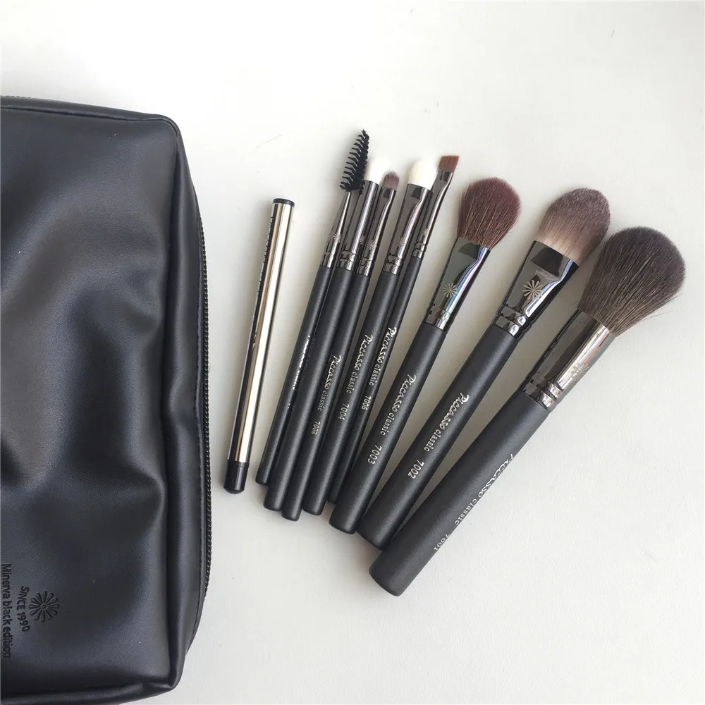 Набор кистей для макияжа Minerva Black Edition набор из 9 с итальянскими овощами и кожаным