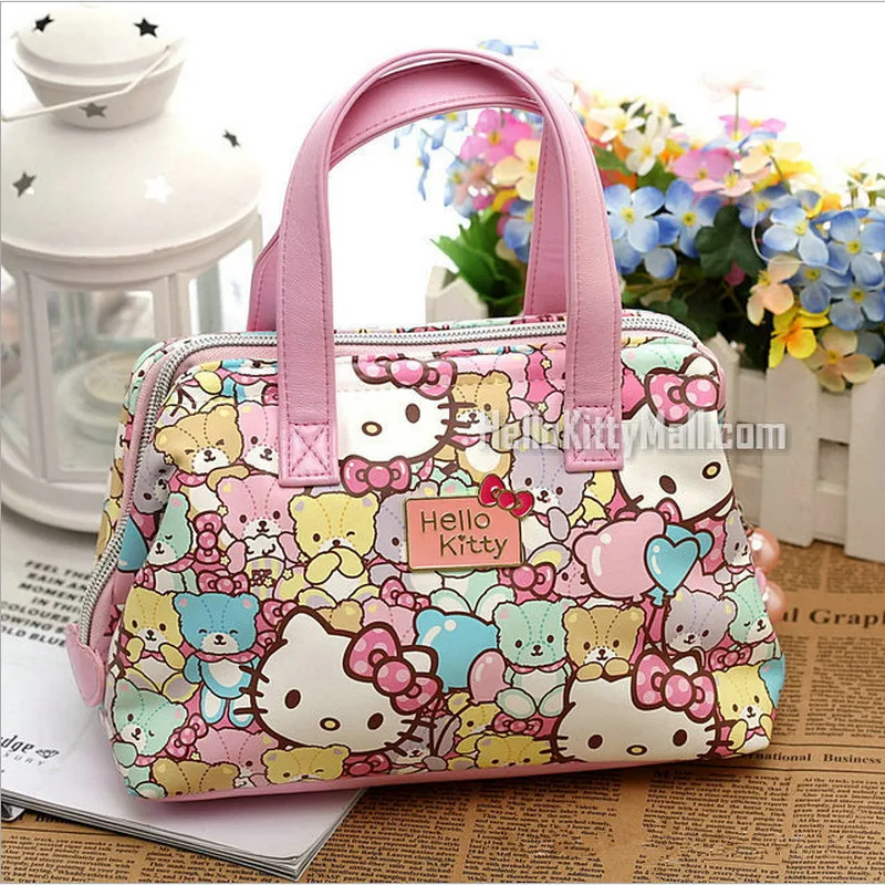 Модные сумки с короткими ручками hello kitty из высококачественной искусственной кожи, милые детские сумки с рисунком медведя и кота, маленькие сумки с ручками