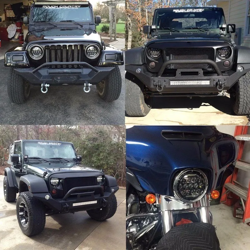 7inch Round LED Headlight Light Lamp Hummer Jeep Wrangler CJ TJ JK Harley cdv