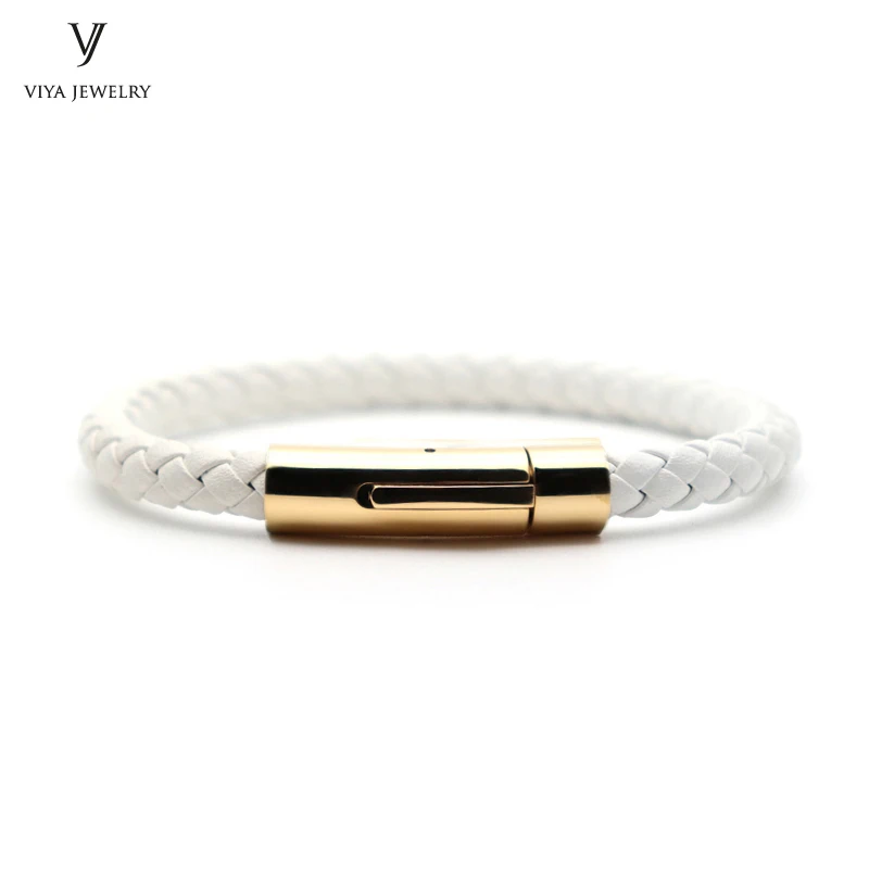 

Customize High-end Cow Leather Couple Bracelet Men Women Simple Spring Clasp Bracelet For Lovers Best Couple Gift Can Laser Name