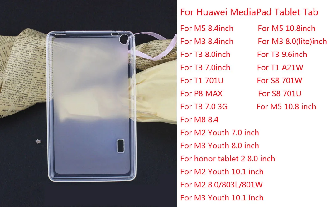 

Soft Silicon TPU Protective Case Cover For Huawei MediaPad P8 MAX T1 A21W 701U T3 M2 M3 M5 M8 7.0 8.0 8.4 9.6 10.1 10.8