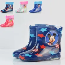 Disney Princess Mickey Minnie children's rain boots rubber shoes cartoon men and women girls rain boots plus cotton detachable