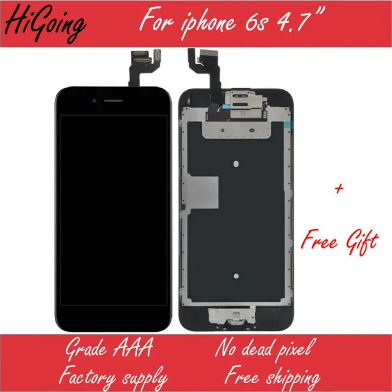 

2PCS Complete LCD Display For iPhone 6S LCD Touch Display Digitizer Replacement Assembly With Home Botton+ Camera+Earspeaker