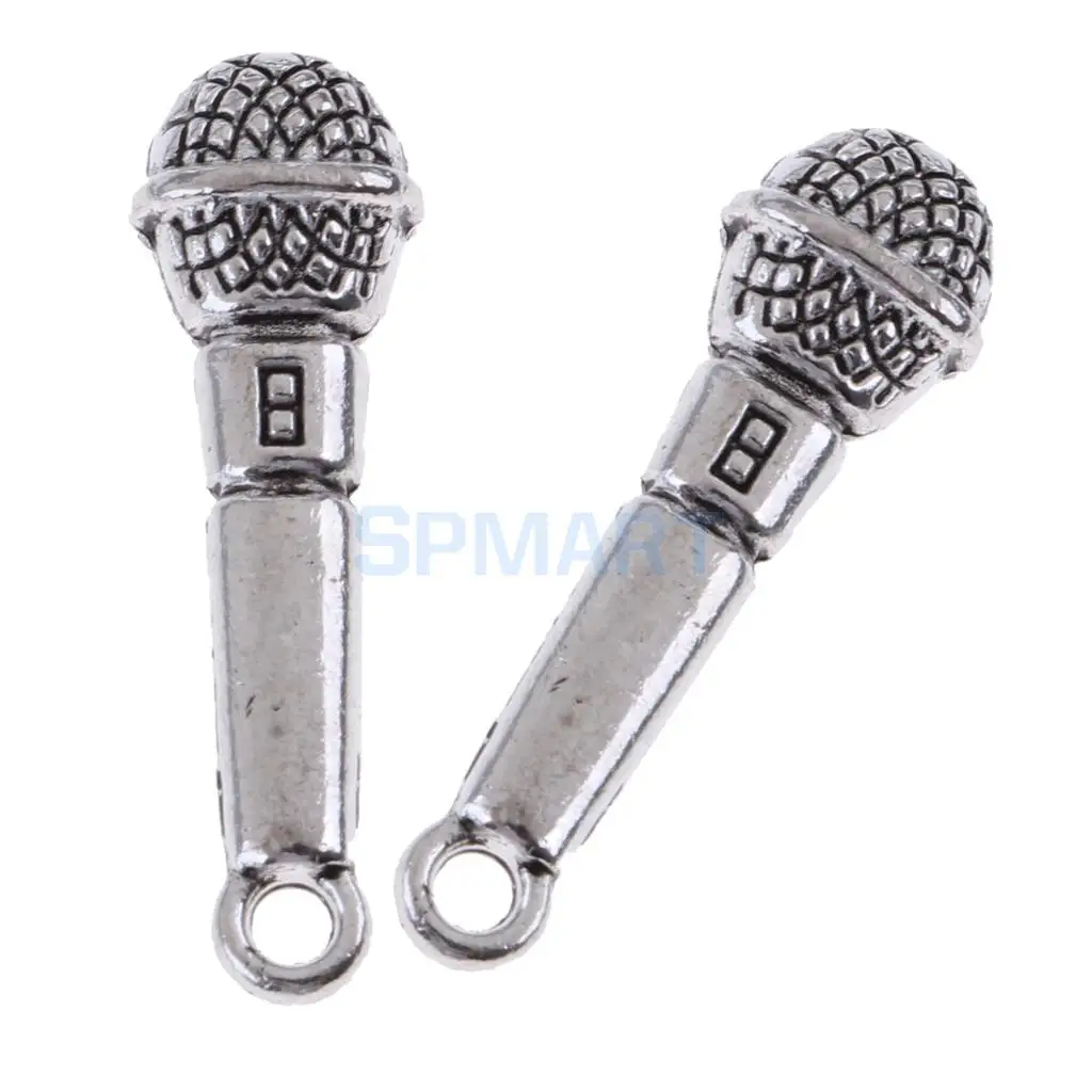 10 Pieces Alloy Microphone Model for 1/12 Dollhouse Miniature Music Room Decoration Dolls Accessories Children Kids Toys
