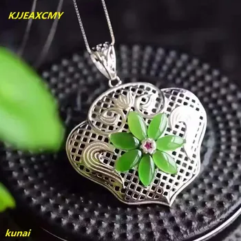 

KJJEAXCMY boutique jewels 925 silver Natural green jade pendant necklace send female jewelry ghjk