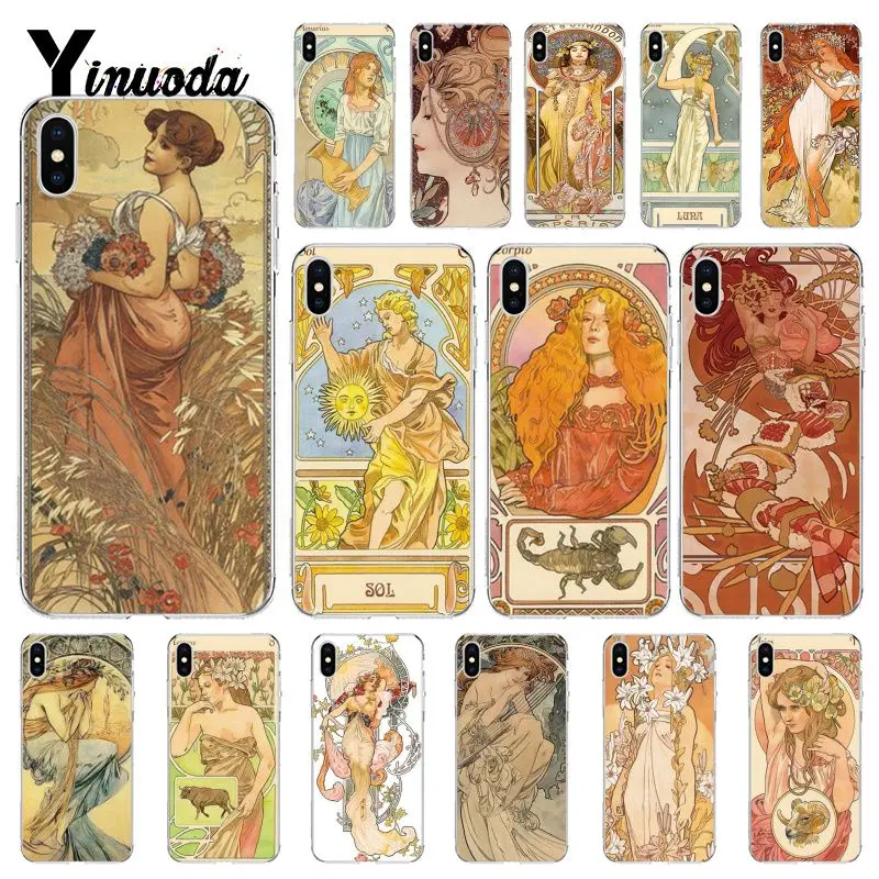 

Yinuoda art poster ALPHONSE MUCHA Slim Customer High Quality Phone Case for iPhone 5 5Sx 6 7 7plus 8 8Plus X XS MAX XR Fundas