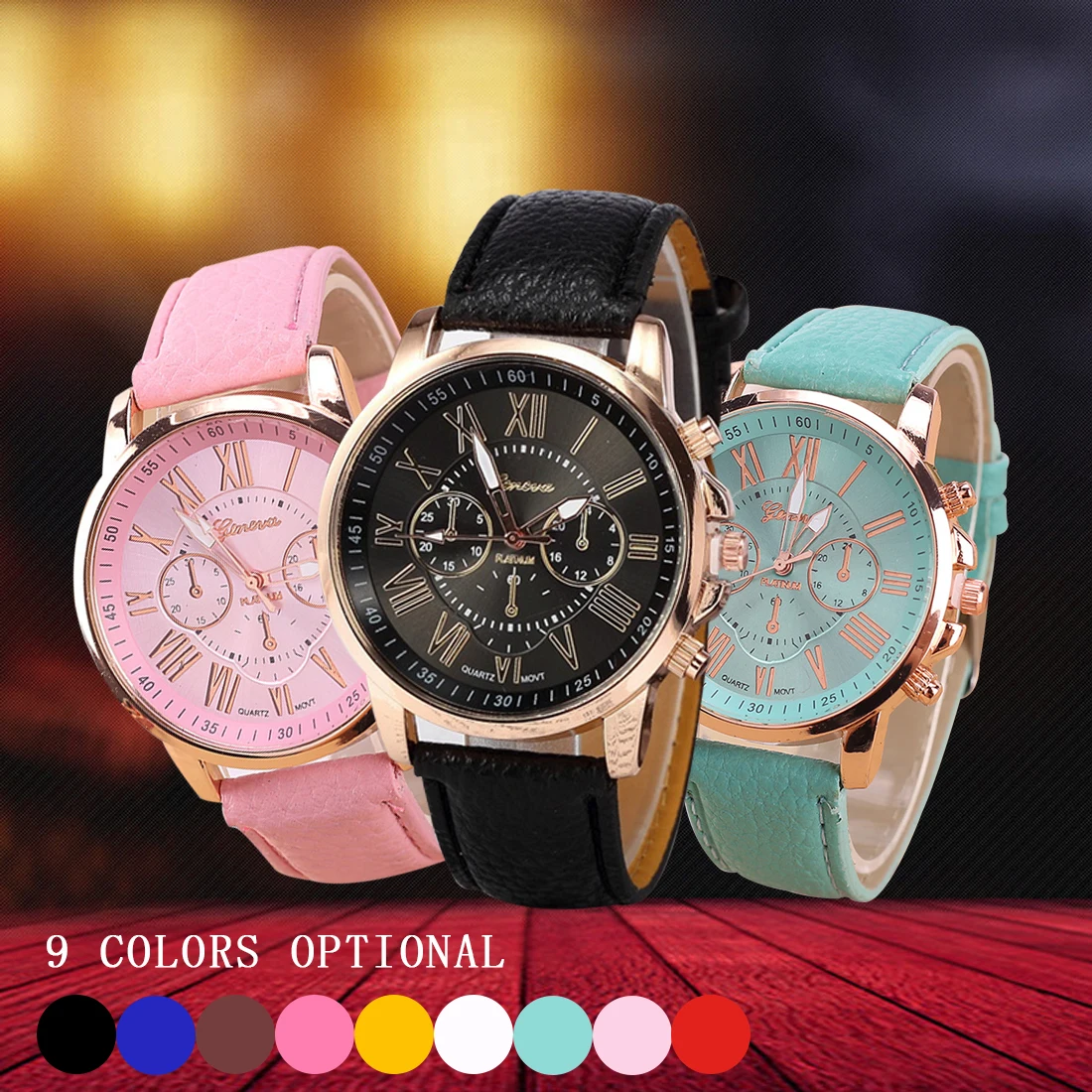 

Excellent Quality Luxury Quartz Watches women Men's Fashion Geneva Quartz Clock Leather Strap Wristwatches Relogio Masculino