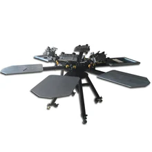 Manual 6 color 6 station rotary screen printing machine