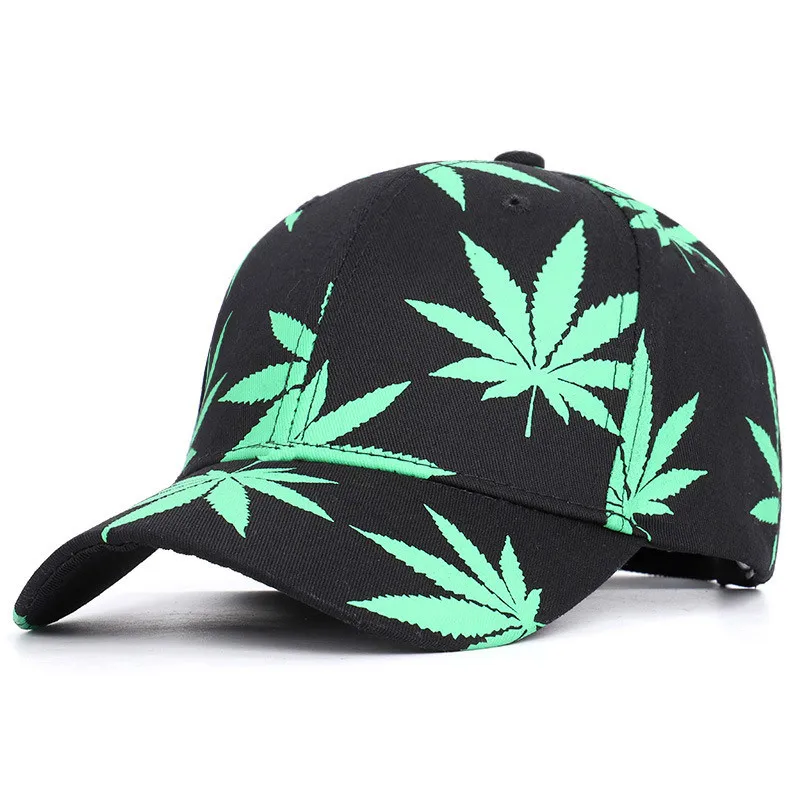 Новая мода вышивка кленовый лист белая кепка водоросли Snapback Головные уборы для мужчин и женщин хлопок Swag Хип Хоп Бейсболка с регулируемым размером s - Цвет: black