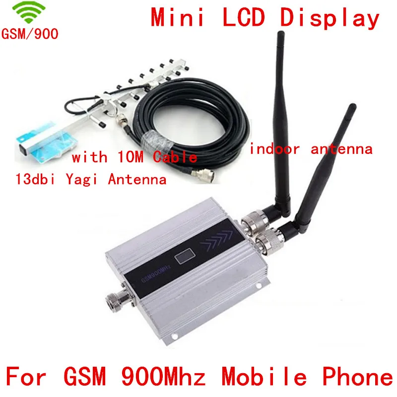 Мобильный GSM ретранслятор сигнала ячейки усилитель сигнала GSM с 2 шт. комнатная антенна+ 13db Яги антенна GSM усилитель сигнала ЖК-дисплей дисплей