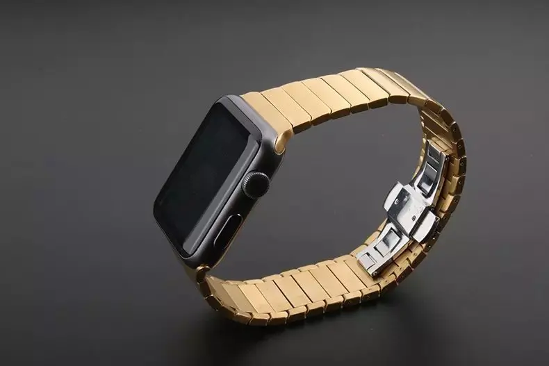 Одноцветное Нержавеющая сталь iWatch Band Ссылка Браслет ремешок для Apple Watch Series 4/3/2/1 ссылка браслет ремешок с Бабочка застежка мужчины