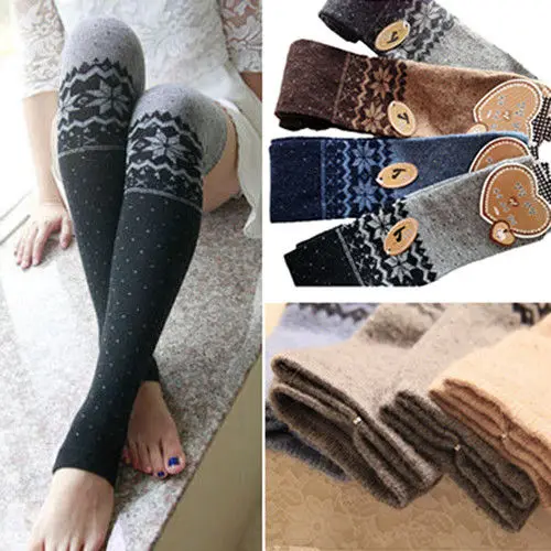 Women-Snowflake-Thigh-High-Leg-Warmers-Socks-Winter-Over-Knee-Boot-Cuff-Stocking