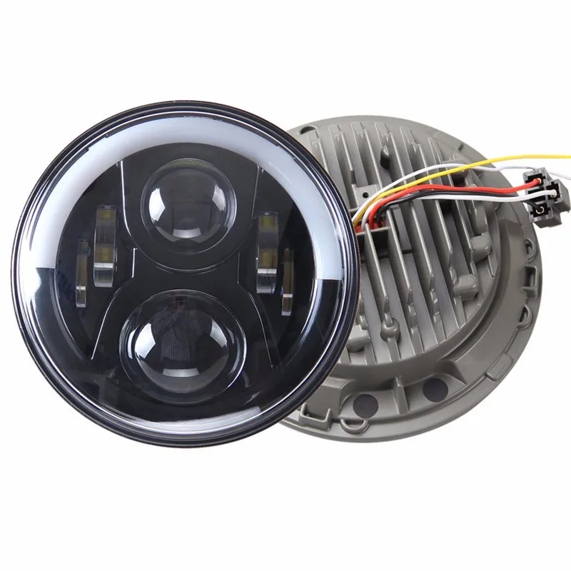 7inch LED Headlight for Jeep Wrangler JK Headlamp with Halo Angel Eye & Turn Signal Lights & DRL