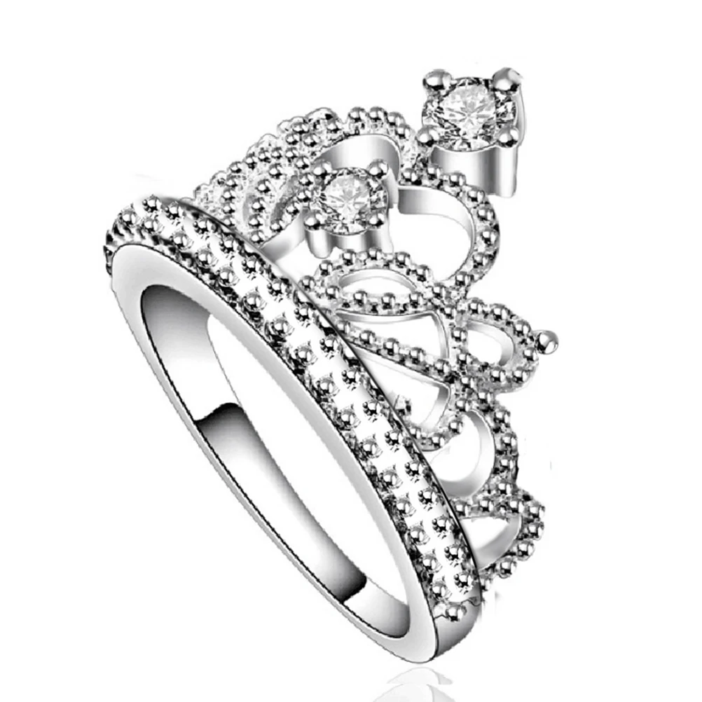 Princess Crown кольца блестящие Jewery Обручение Свадебные Рождество кольцо для Для