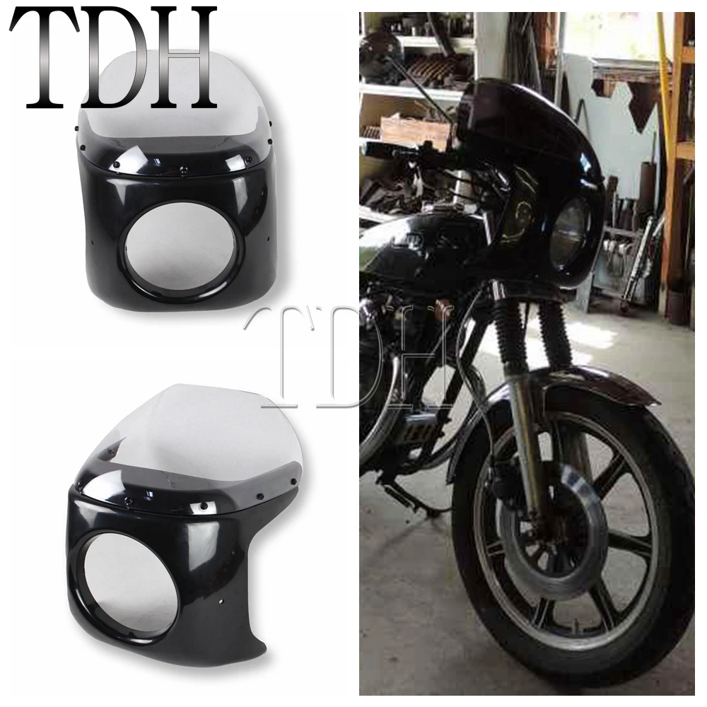 Cafe Racer Clear Windshield Motorcycle Headlight Round Cover 7" Fairing
