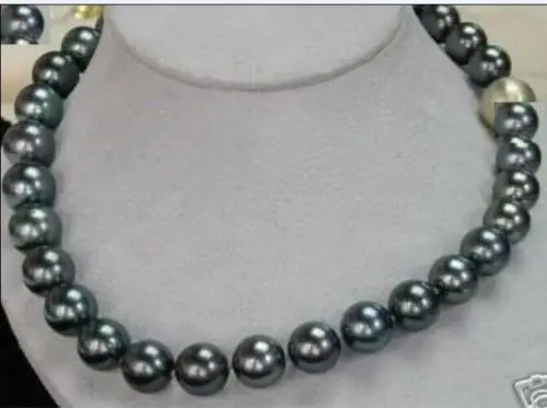 

Miss charm Jew1043 10-11mm natural tahitian genuine black pearl necklace perfect AAA