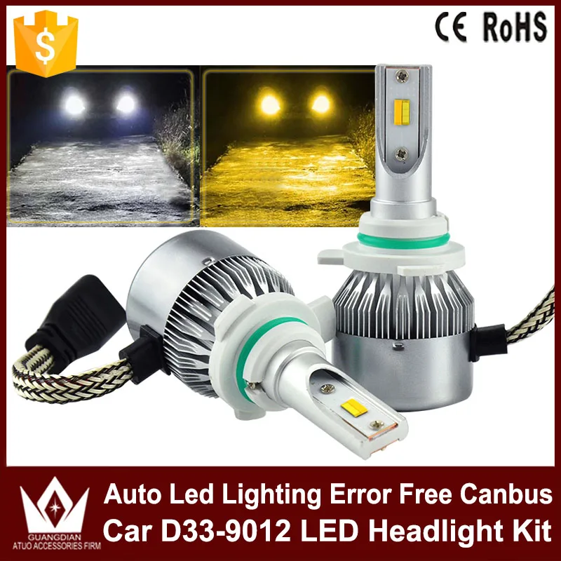 

Tcart 1Set High Power Car LED Headlights D33 9012 Auto Led Headlamps Free Canbus White+Yellow Fog Lights For VW Volkswagen Caddy